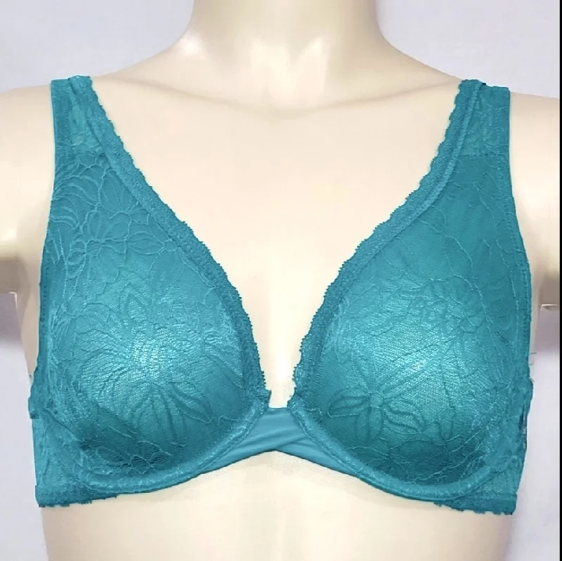 Xhilaration Unlined T-Shirt Lace Underwire Bra 36D Teal Green