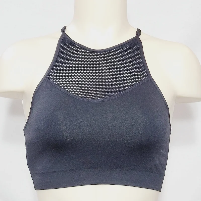 Xhilaration Wire Free High Neck with Mesh Bra Bralette XS X-SMALL Black NWT