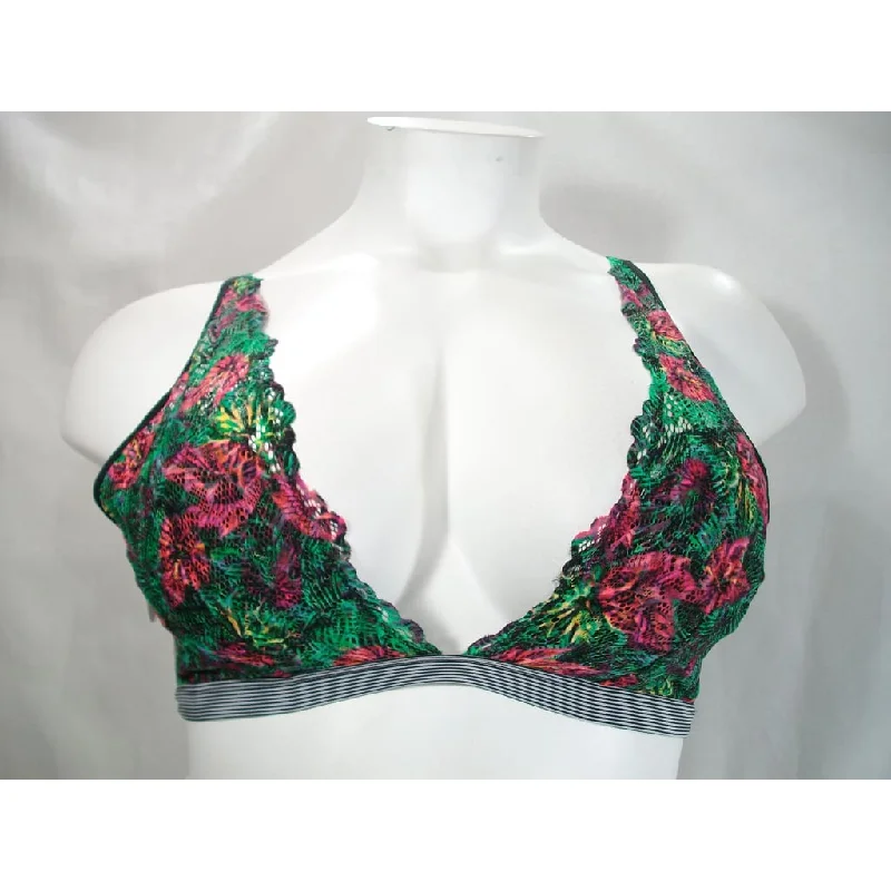 Xhilaration Wire Free Lace Plunge Bra Bralette XL X-LARGE Tropical Print NWT