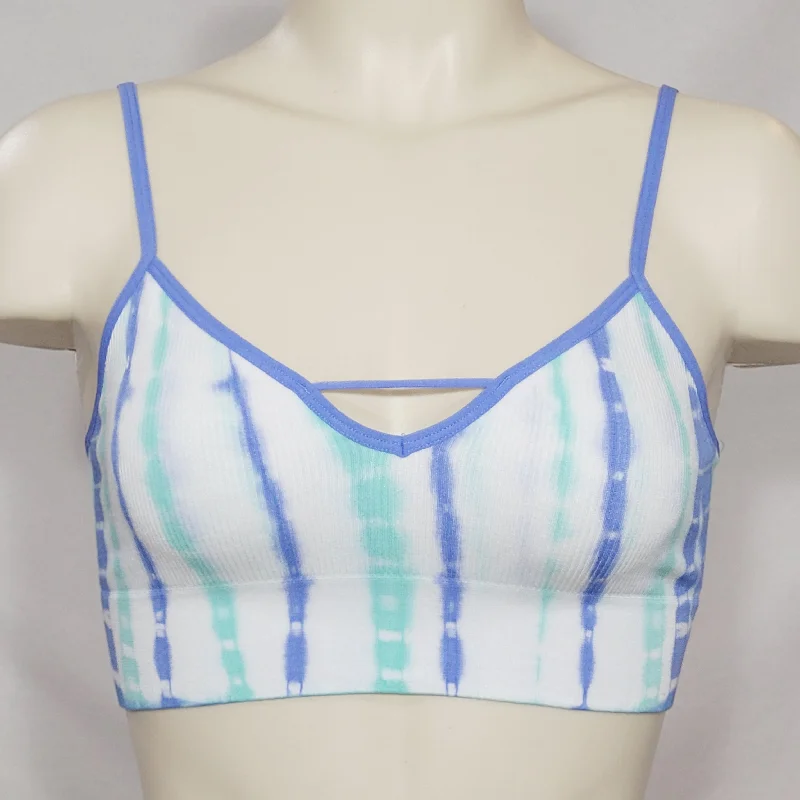 Xhilaration Wire Free Open Back Rib Bralette MEDIUM Marine Blue Tie-Dye