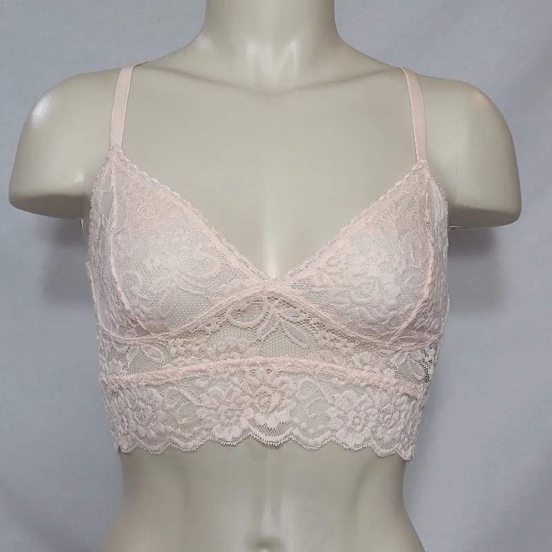 Xhilaration Wire Free Racerback Sheer Lace Bralette SMALL Feather Peach NWT