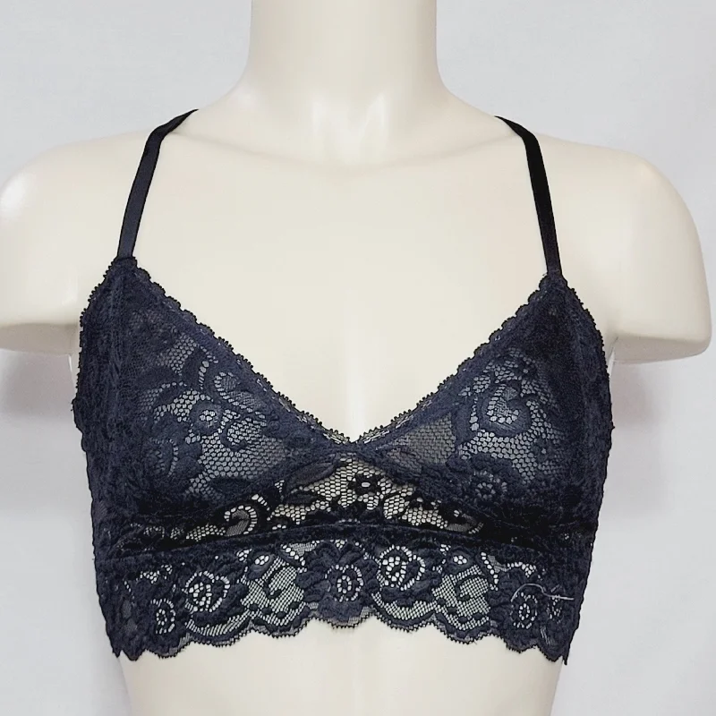 Xhilaration Wire Free Racerback Sheer Lace Bralette X-SMALL Black