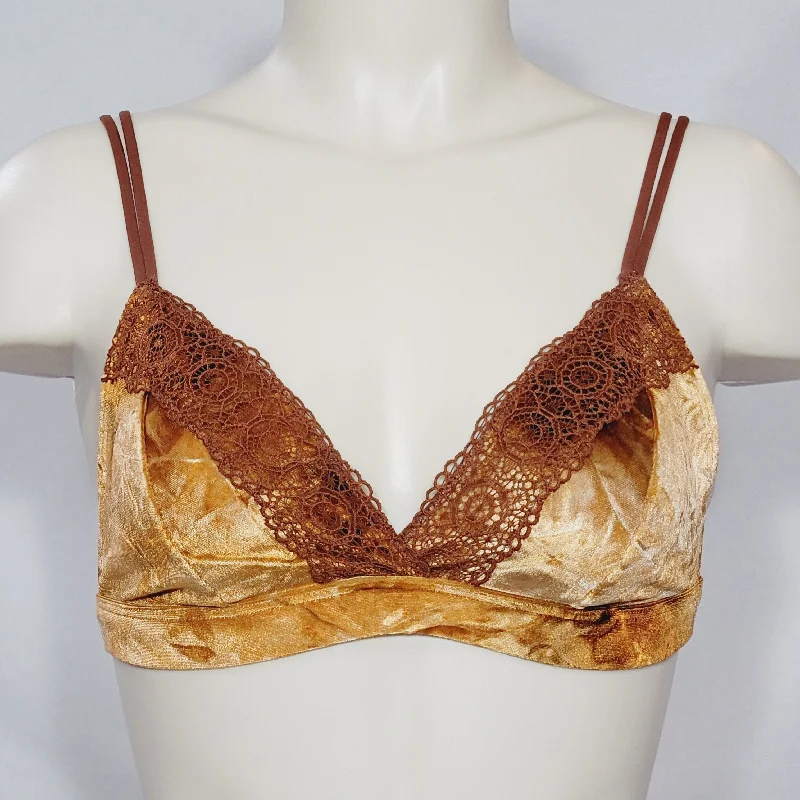 Xhilaration Wireless Velvet Velour Lounge Bralette SMALL Auburn Fever