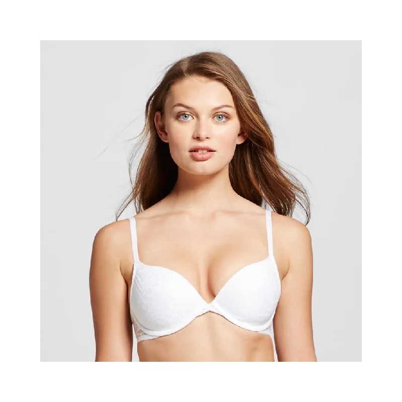 Xhilaration Women's Geo Mesh Strappy Back T-Shirt Convertible Underwire Bra 32A White